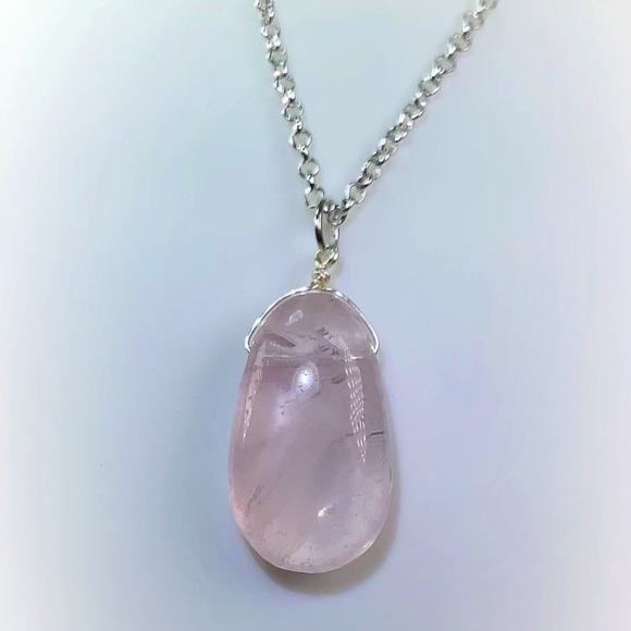 Hand Made Pink Rose Quartz Charm Necklace - Picture 1 of 8